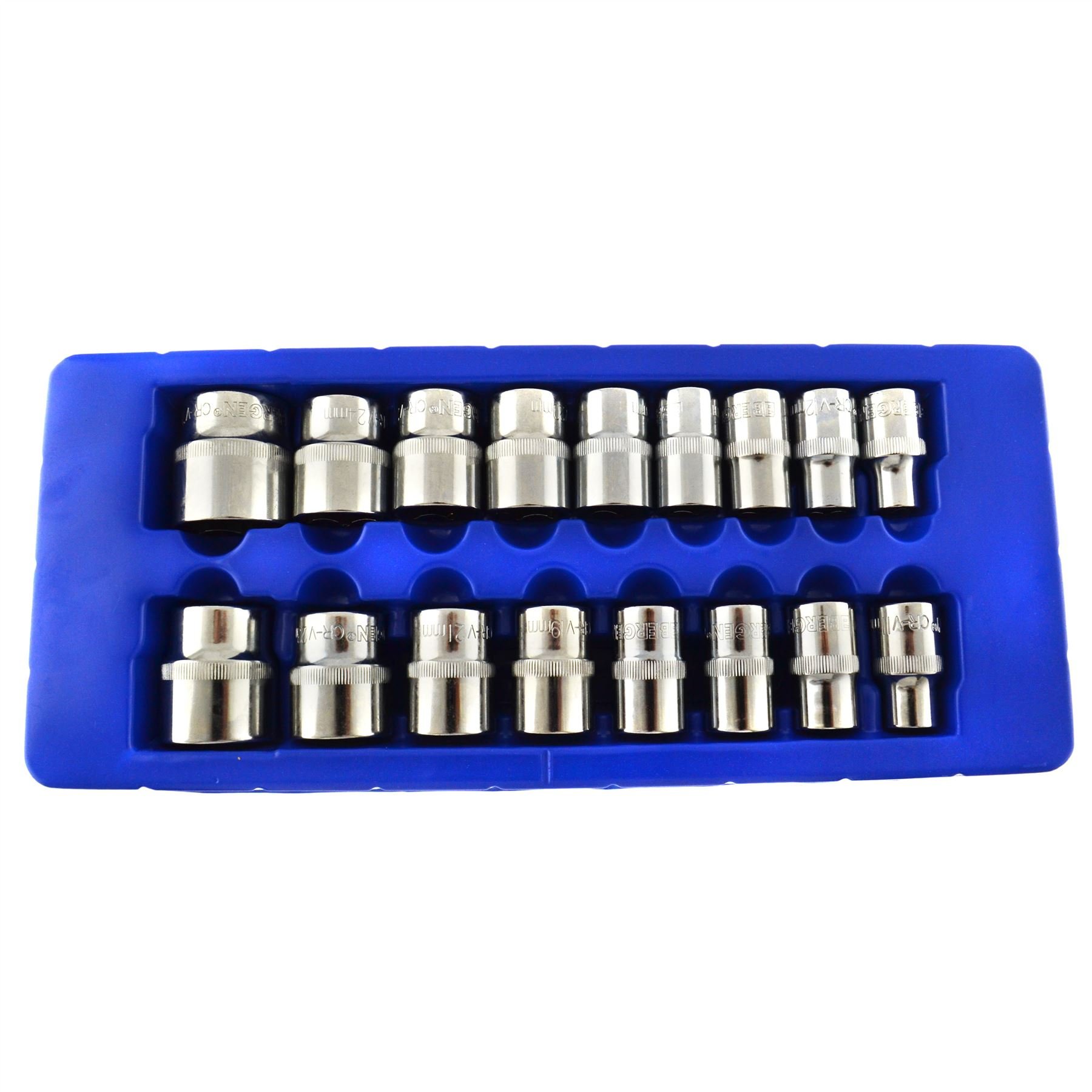 Ab Tools 1/2" Drive Shallow Metric Mm Sockets Single Hex 6 Sided 10Mm - 30Mm 17Pc