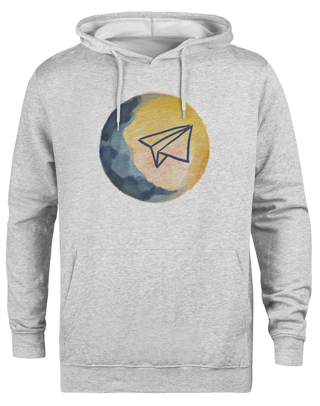 Papierowy Samolot Leci W Niebo Unisex Szara Bluza Ekologiczna z Kapturem Unisex Grey Hoodie Eco-Friendly Hooded Jacket