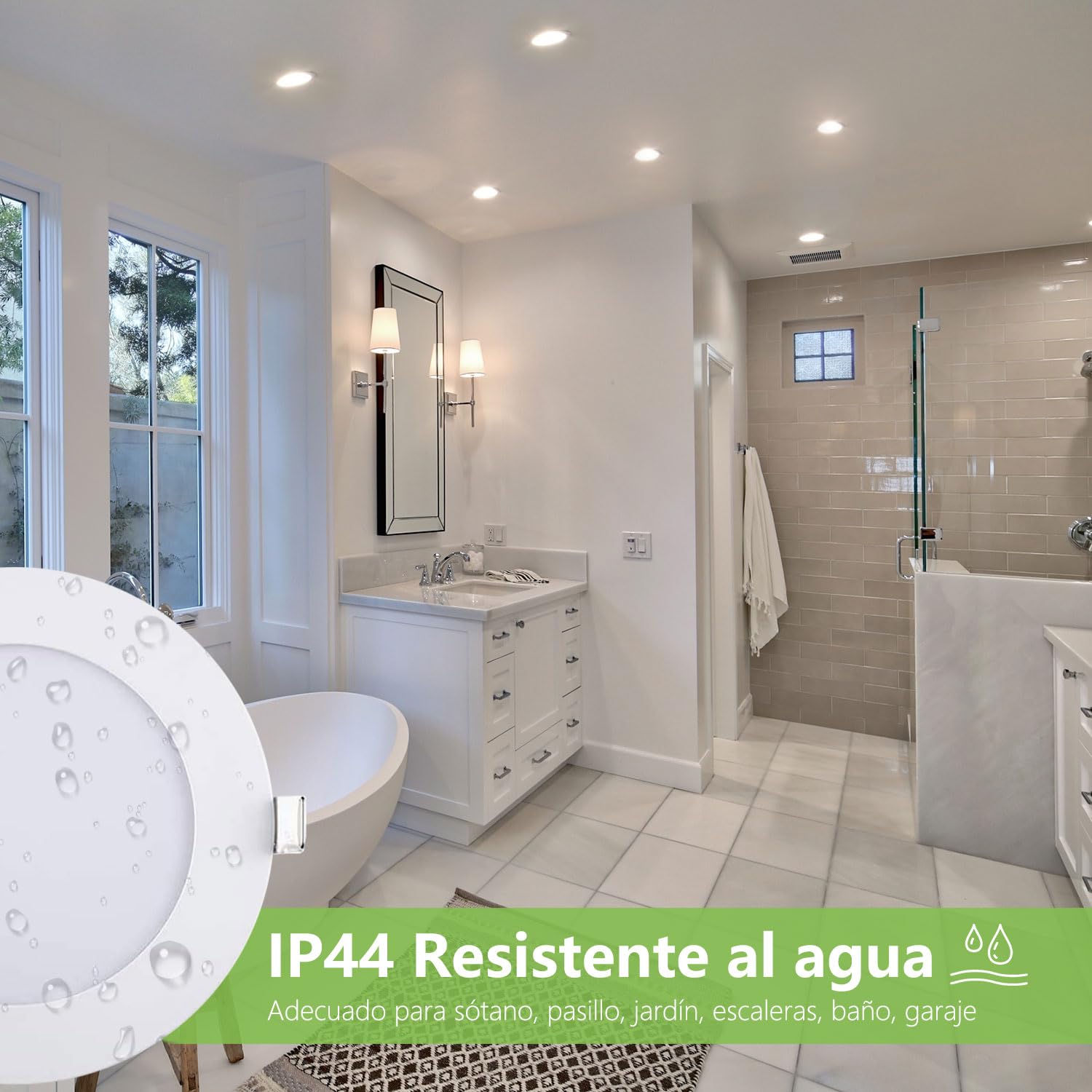 5er 12w LED Panel redondo Luz de techo blanca Foco empotrable regulable, extremadamente plano, 220V 720Lumen reemplaza a los tubos fluorescentes de 100W Luz de techo LED