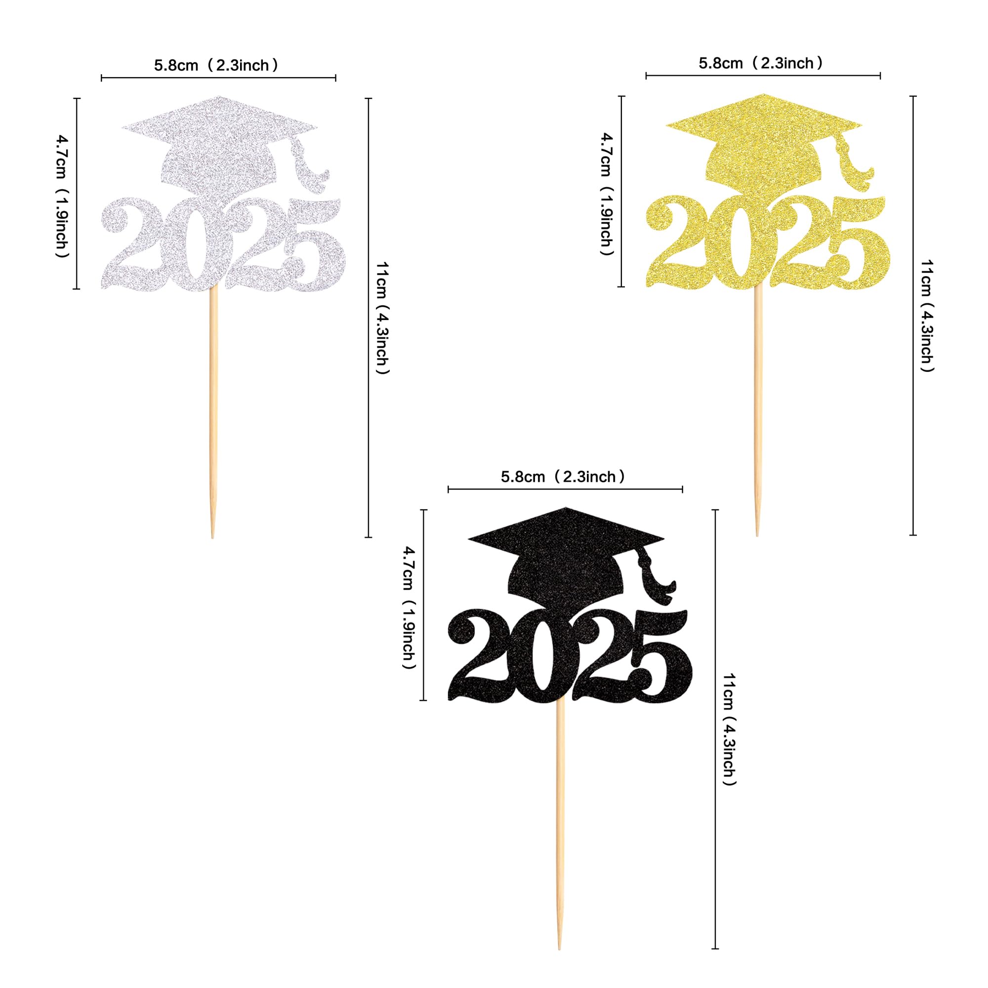 Blumomon 36Pcs Glitter 2026 Graduation Cupcake Toppers Class of 2026 Grad Cap Cake Picks Decorations for 2026 Graduation Theme Party Supplies - Image 2