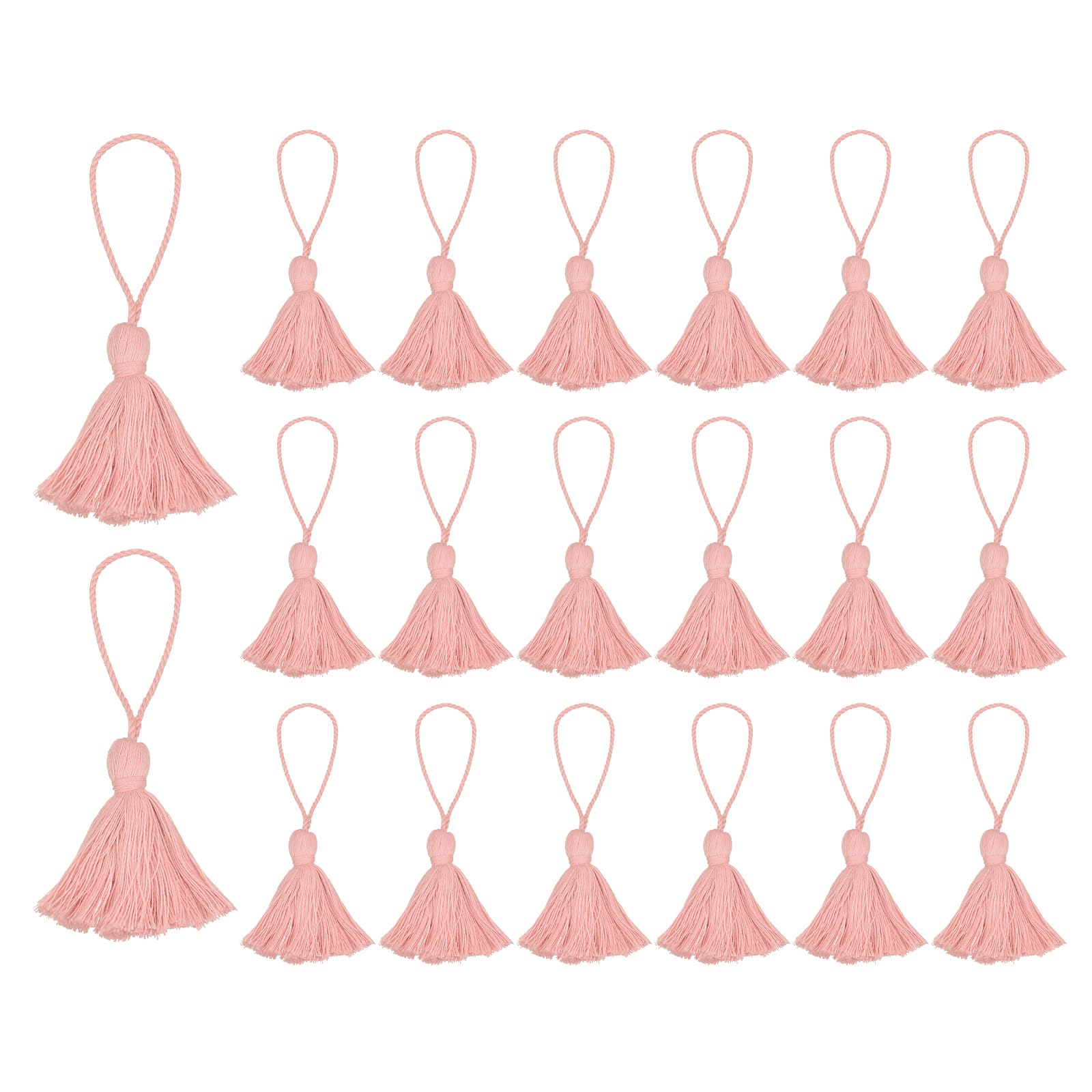 sourcing map 20Pcs Chunky Bookmark Tassels 4.3 Inch Hanging Loop Small Tassels Soft Mini Tassels for DIY Craft, Jewelry Making, Graduation Handmade, Light Pink