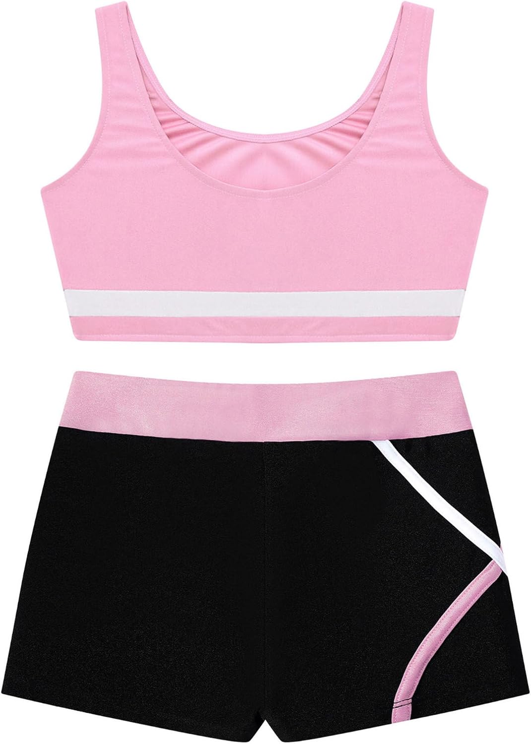 Yhong Kids Girls Gymnastics Outfit Tracksuit Training Tank Tops Dance Bra and Yoga Shorts Ballet Booty Shorts Set