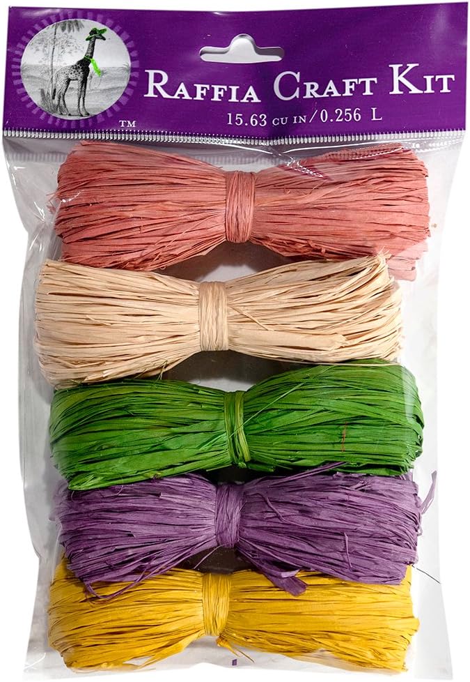 SuperMoss (40507) Raffia Craft Kit - Spring, April (Dusty Rose, Natural, Basil, Lavender, Yellow), 16 cu in. (5 Pack)