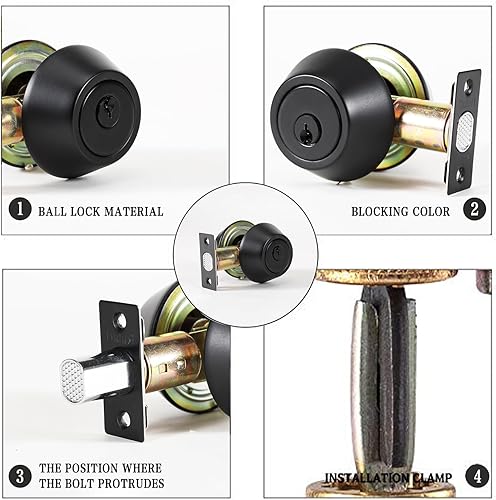 Miniatura 4 de Cerradura de cerrojo de doble llave, con llave en ambos lados, cerrojo cilíndrico ajustable de 2 vías (privacidadpaso), acero inoxidable satinado