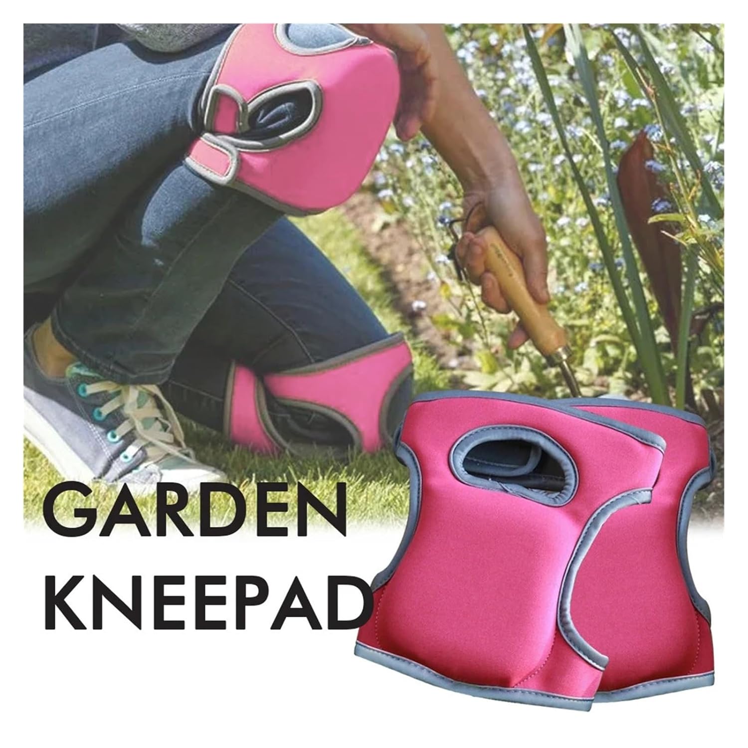1 Pair Knee Pads with Extra Thick Foam Cushion for Gardening and Cleaning(Black B)