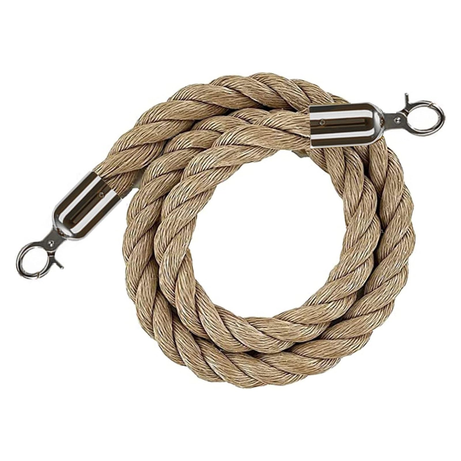 Barrier Rope, Hotel Hemp Rope Barriers Queue Line,for Crowd Control, for Stanchion Posts Pole(Silver Hooks,1.7m/5.6ft)