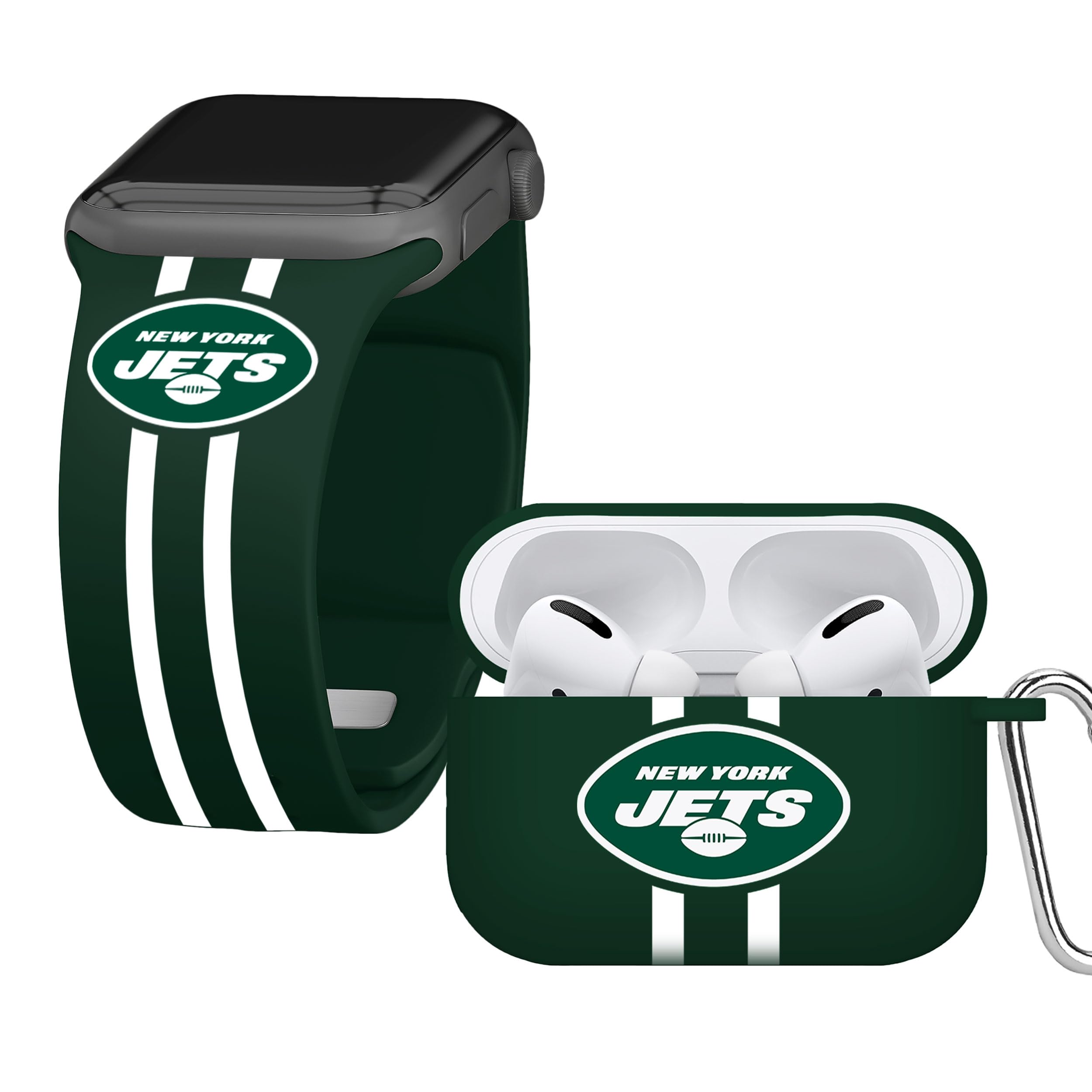 Game Time New York Jets HD Combo Package Compatible with Apple Watch and AirPods Pro (38/40/41mm Long)