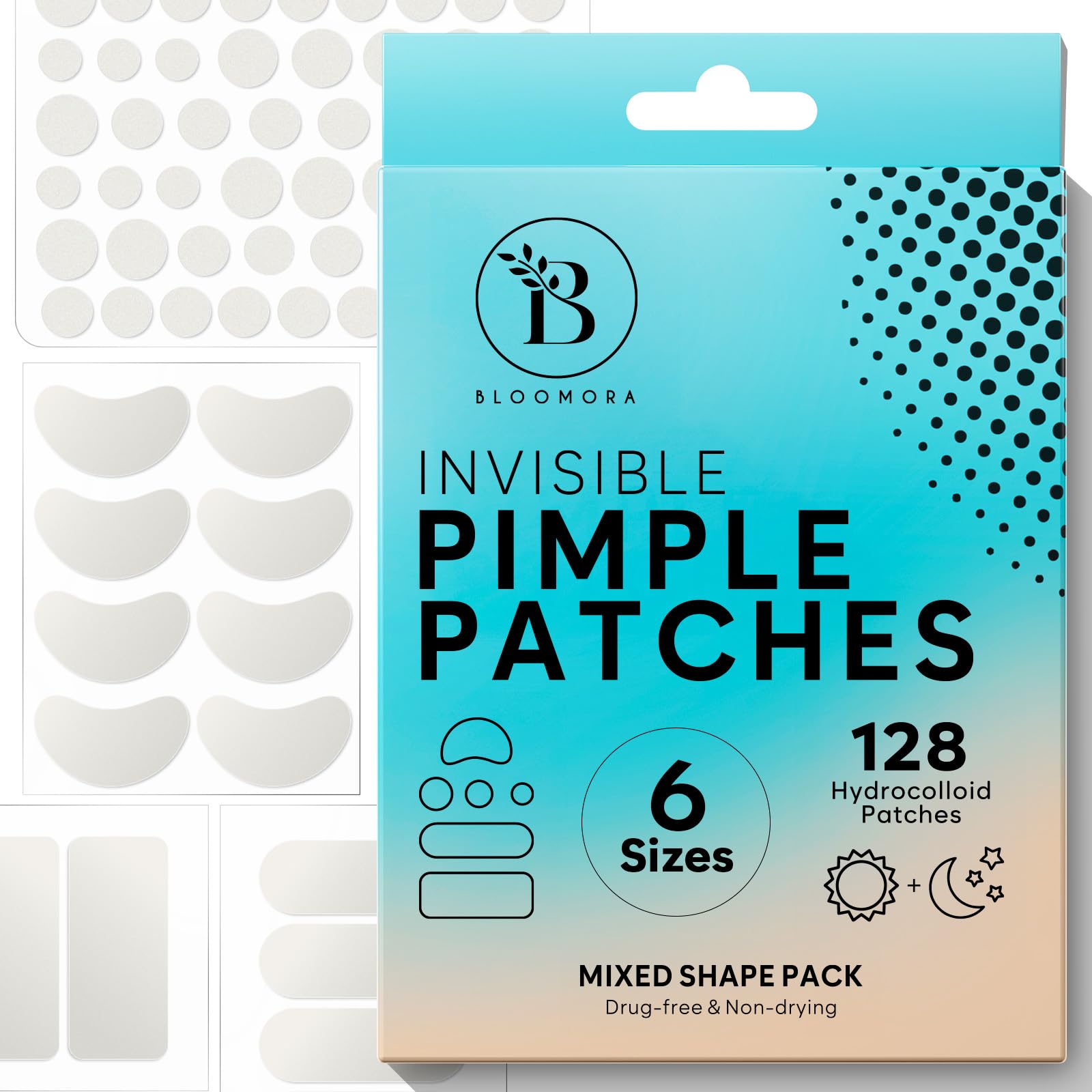 Grands Patch Bouton Acne Invisible pour le Visage, Pimple Patch Hydrocolloïde, Traitement de l’Acné pour le Visage, Anti-Bouton, Anti Bouton (6 Tailles, 128 Pièces)