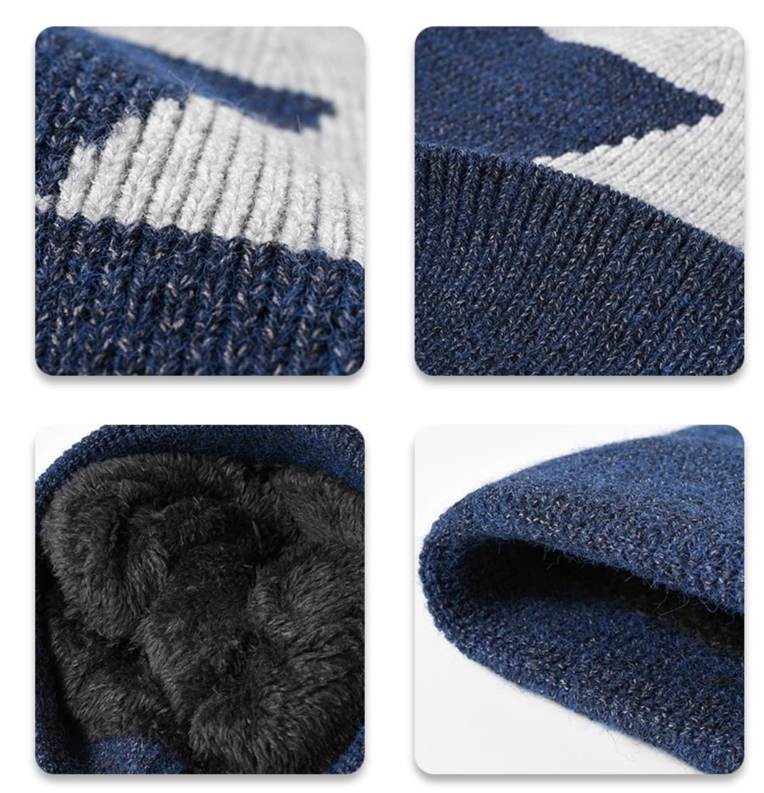 Mützen Winter Mützen Wintermützen Für Männer Und Frauen, Gestrickte Totenkopfmützen, Warme, Weiche Mützen, Kontrast Wintermütze (Color : D, Size : One Size)