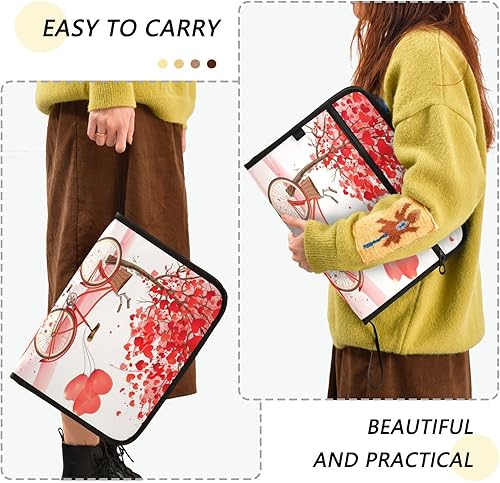 Miniatura 4 de VIGTRO Carpeta de archivos expandible de 13 bolsillos para bicicleta de árbol para el día de San Valentín, impermeable, con etiquetas adhesivas,