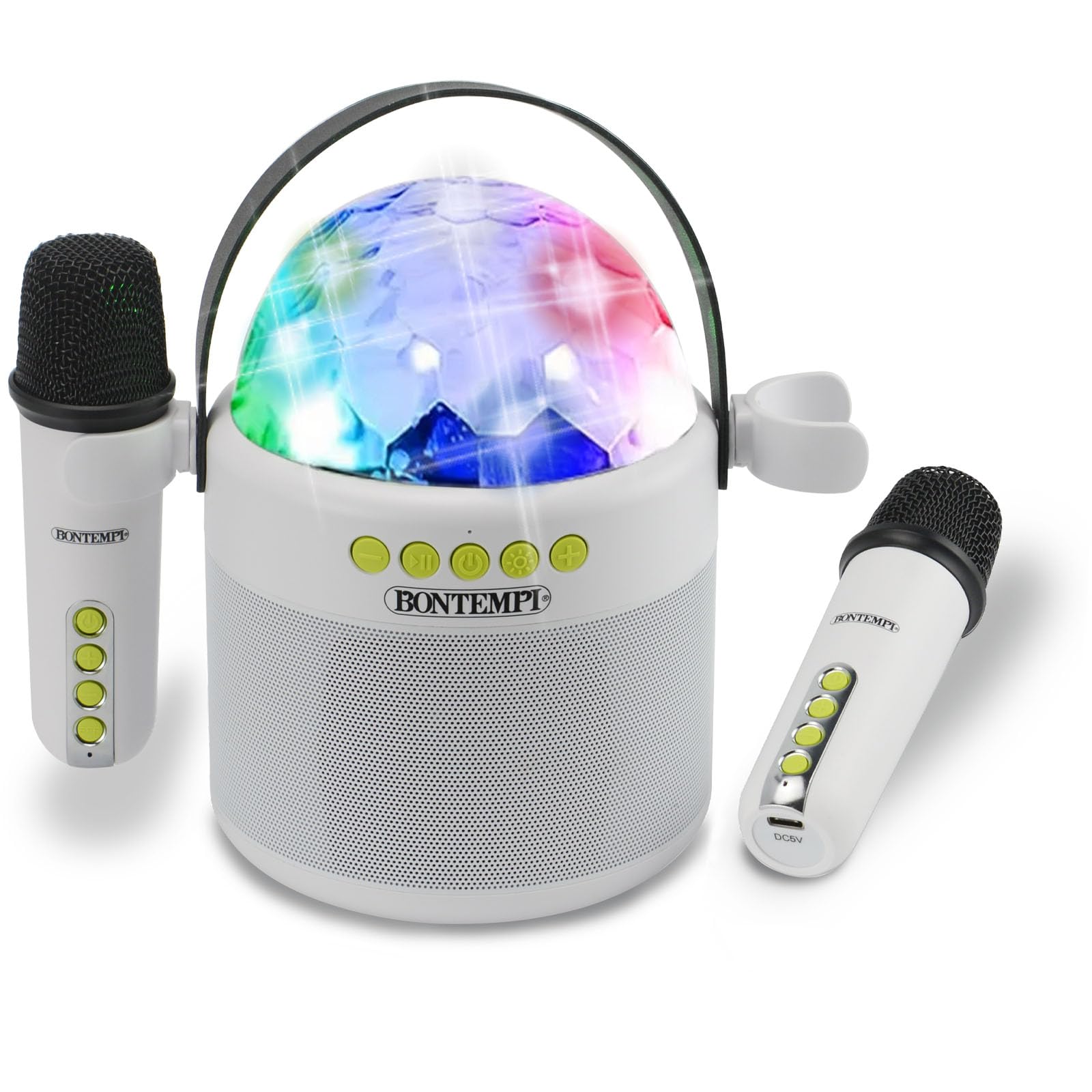 Bontempi | Cassa Wireless con Doppio Microfono e Luci LED da Discoteca, 18,5x17x12 cm