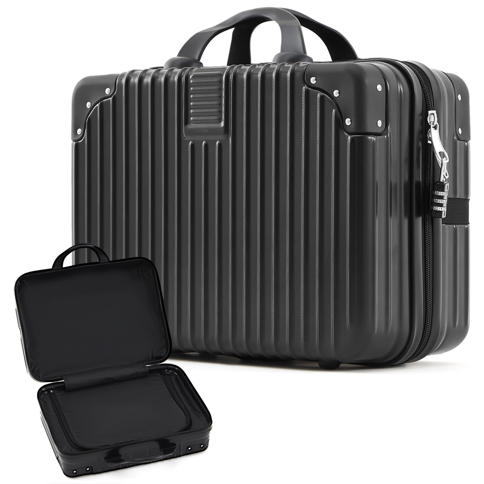 Discreet Lockable Storage Bag Box Organizer Storage Case with Lock for Women Men Lock Travel Bag,12.6 x 9.8 x 6.7in(Black)