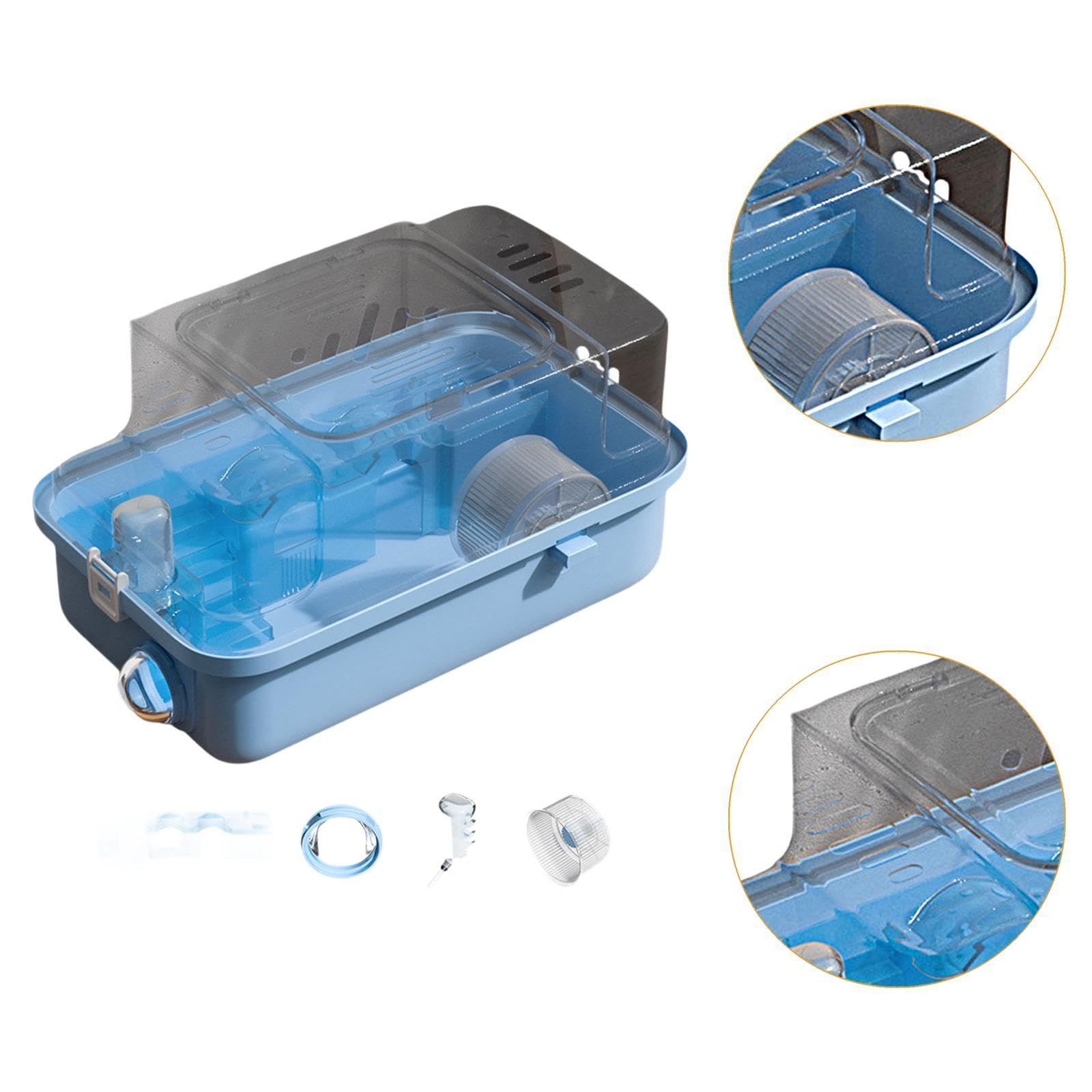 MagiDeal Cage Transparents Double Couches pour Hamsters et Gerbilles, Plateforme, Biberon Eau - Bleu, 45x28x25cm