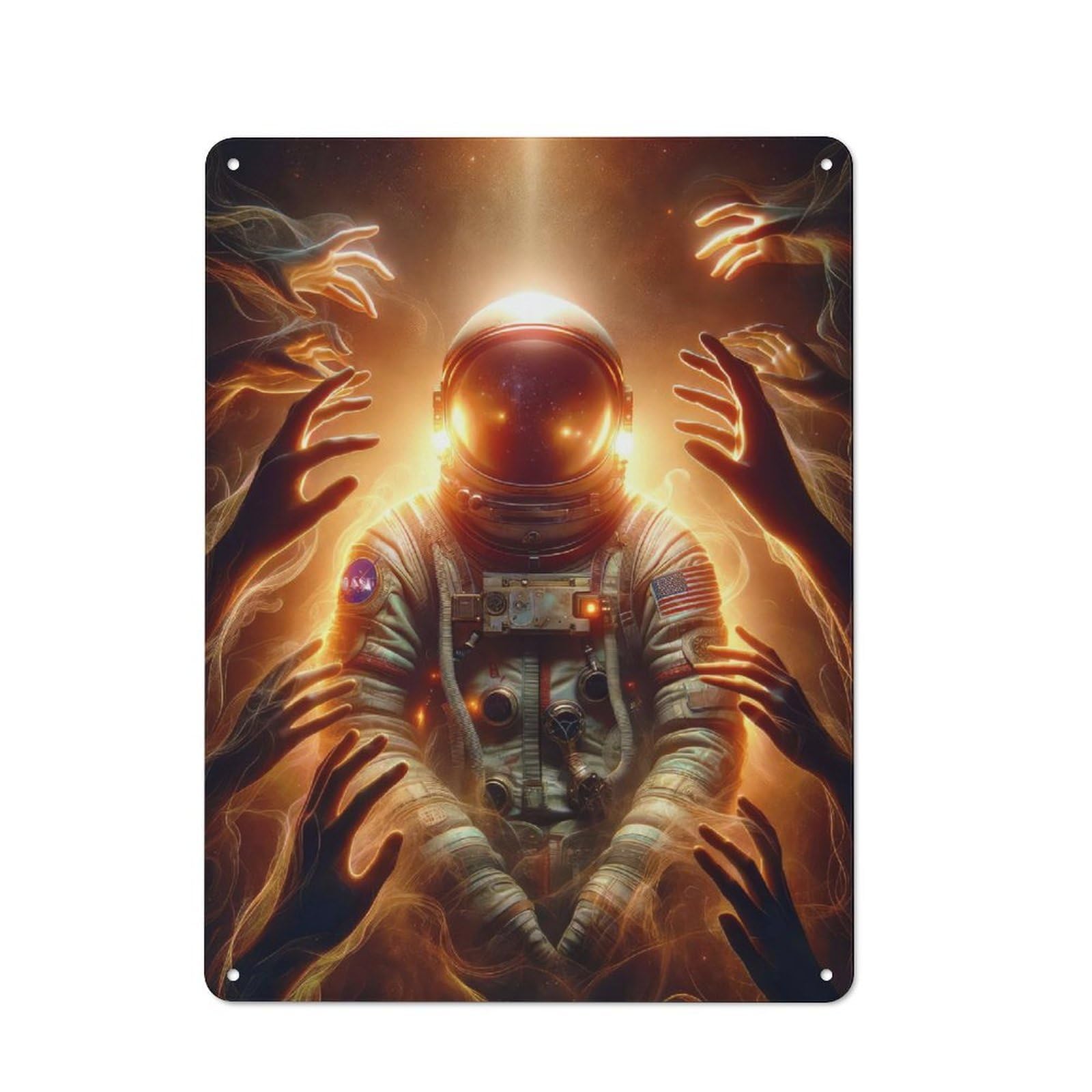 Junmoney Cosmic Embrace Rustic Metal Sign 40X30cm Featuring For Garage Wall, Suited To Garage Decor Collectors