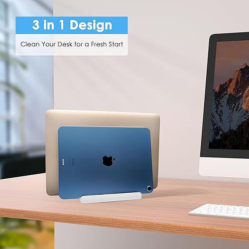 Miniatura 3 de Soporte vertical para portátil Nueva versión dos almohadillas de goma más y diseño almacenable con llave hexagonal Base ajustable de plástico ABS de