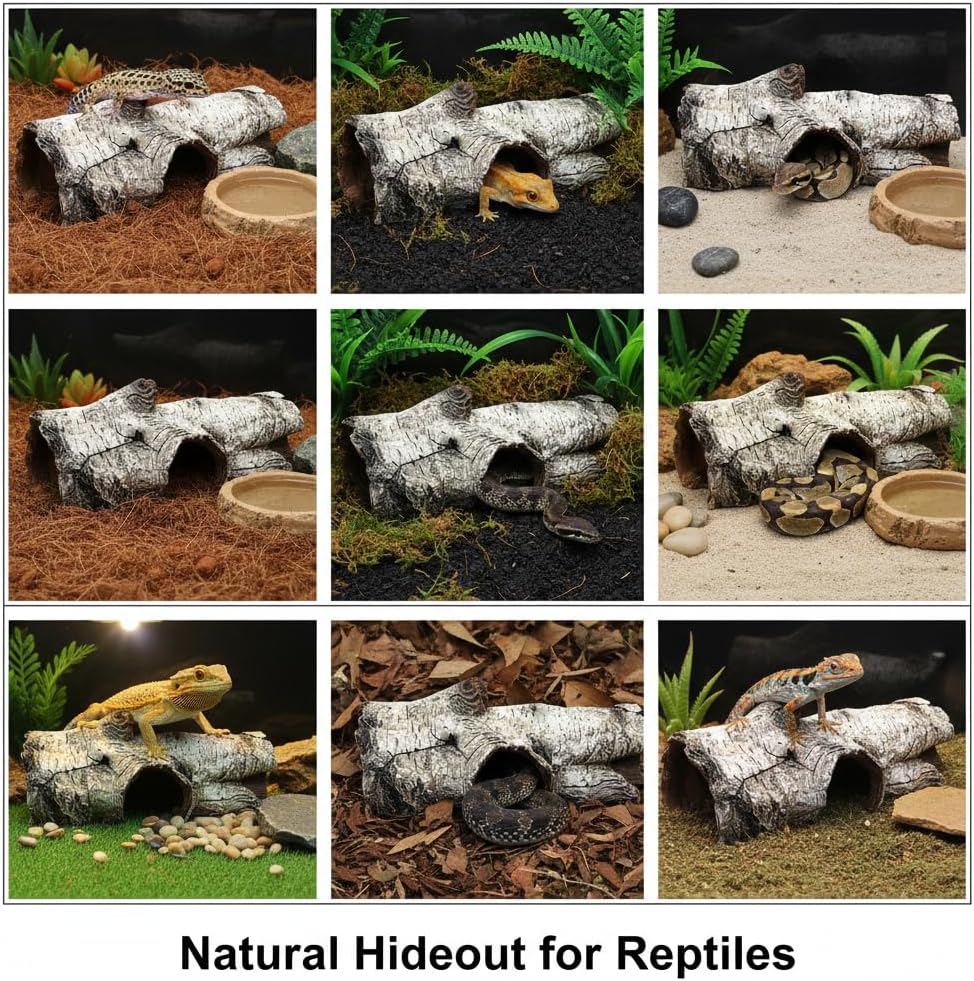 JIHAQUA Aquarium Resin Bark Terrarium Decor, Lizard, Snake or Reptile Hide,Lizard, Spider and Aquarium Fish Hide Cave (Medium Bark A)