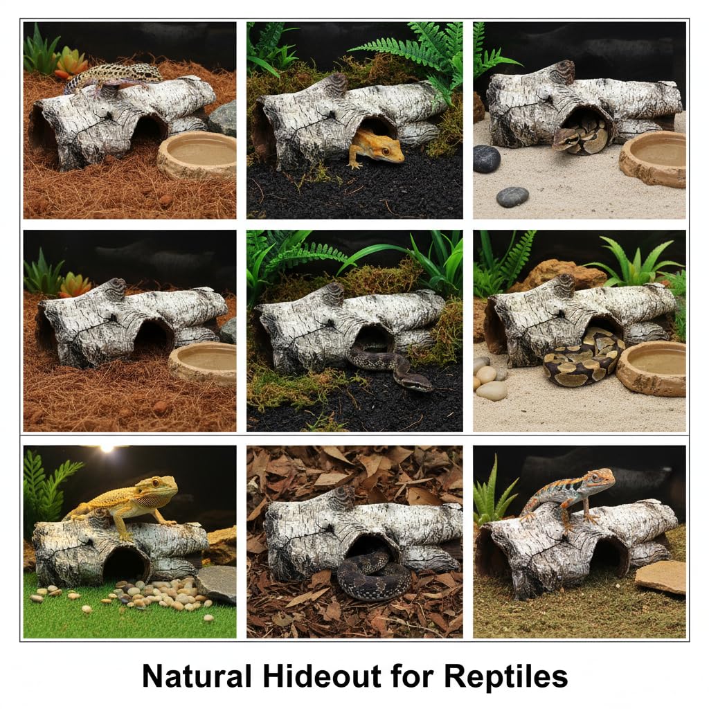 JIHAQUA Decoración de terrario de corteza de resina para acuario, lagarto, piel de serpiente o reptil, lagarto, araña y peces de acuario (corteza mediana A)