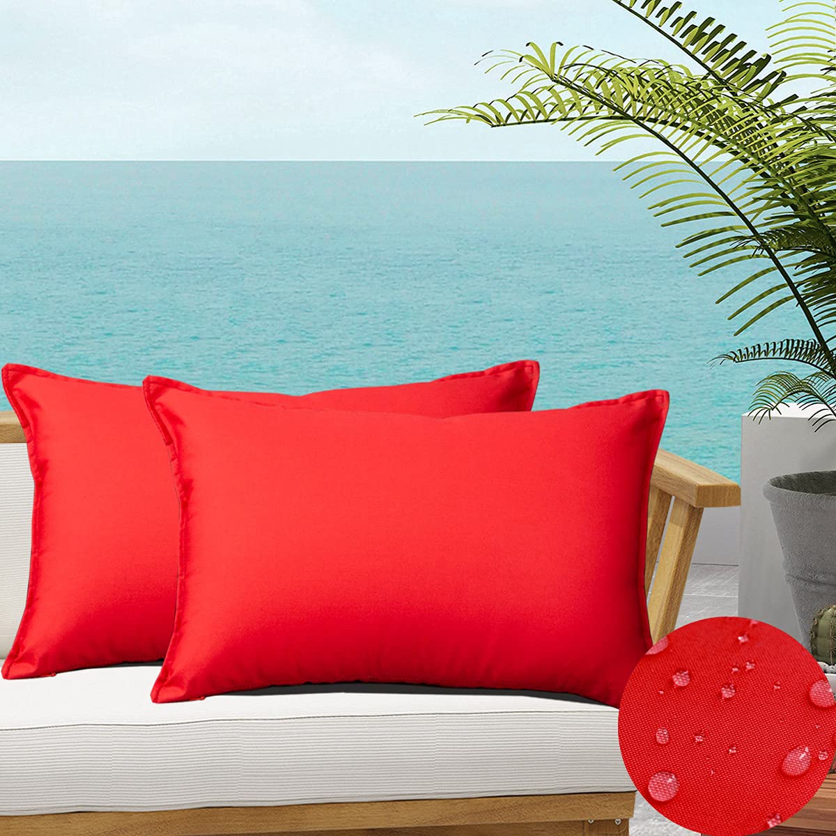 SOFJAGETQ Pack of 2 Outdoor Waterproof Throw Pillow Covers Durable Vibrant Decorative Cushion Shem for Patio Funiture Garden