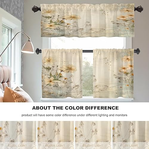 Miniatura 396 de Cenefas de cocina modernas con patrón de cobre marrón dorado para ventanas, cenefas opacas abstractas de marcas de arañazos y cortinas opacas