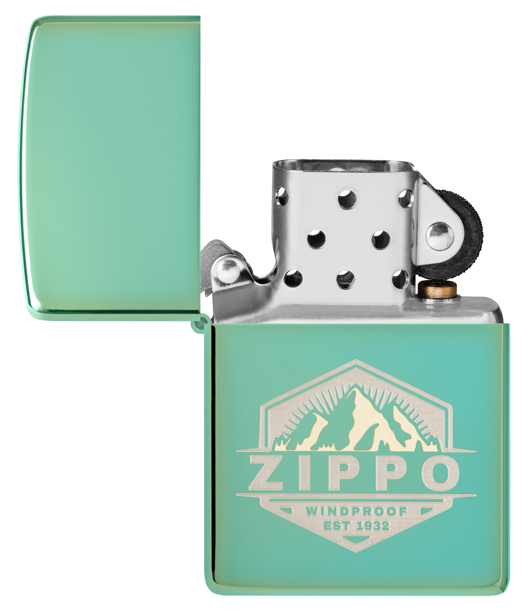 Zippo Sturmfeuerzeug - Outdoor, High Polish Green, Laser Two-Tone - Nachfüllbar - Wiederverwendbar - Windfestes Design - Geschenkbox - Made in USA