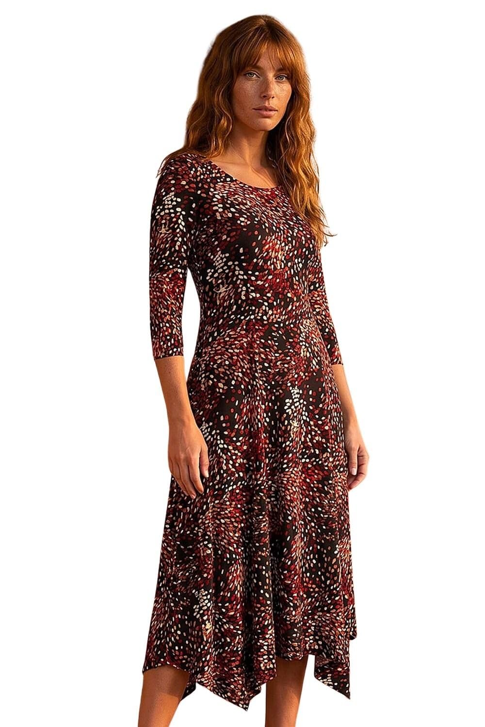Roman Women's Black Speckled Hanky Hem Dress In | Size: 18