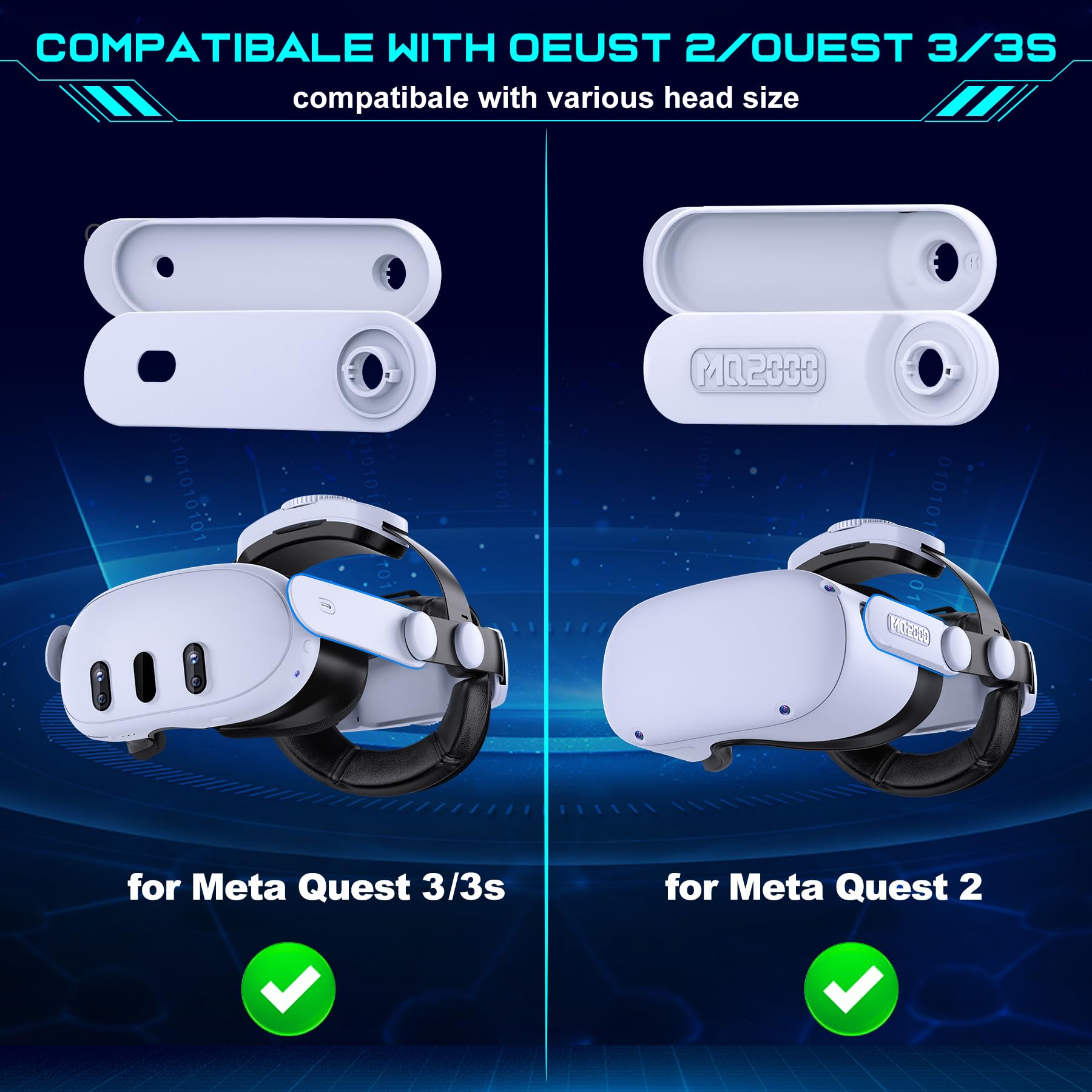 NinxGloy VR Head Strap Compatible with Oculus/Mate Quest 2