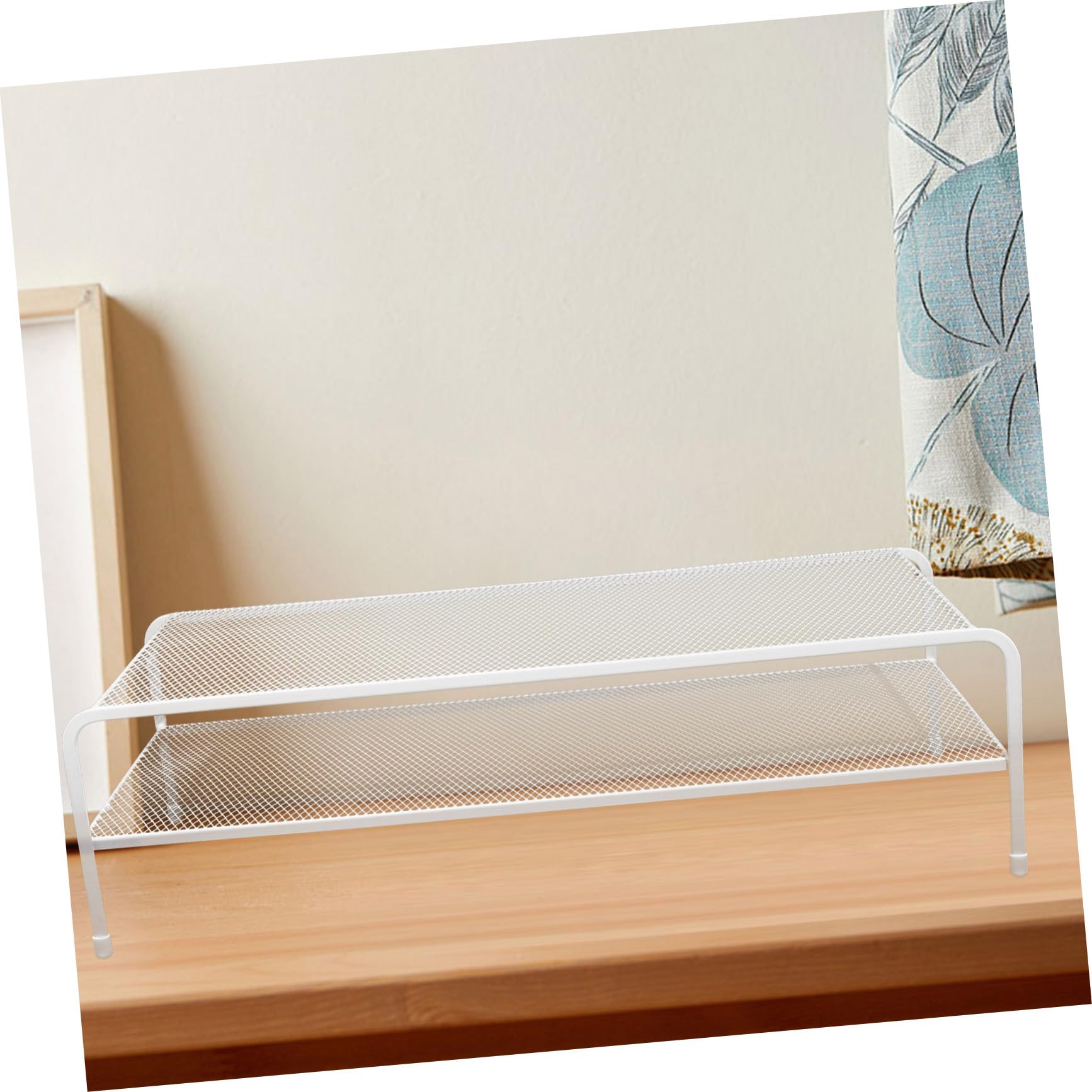 iplusmile Supporto Livello per Monitor Alzata in e Ferro Bianco Resistente alla Deformazione Doppio per Organizzare per Ufficio e Casa Scrivania