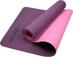 Glymnis Yoga Mat Exercise Mat Thick Non Slip Pilates Mat, Anti Tear Durable for Fitness Workouts Gym with Carrying Strap for Women Men