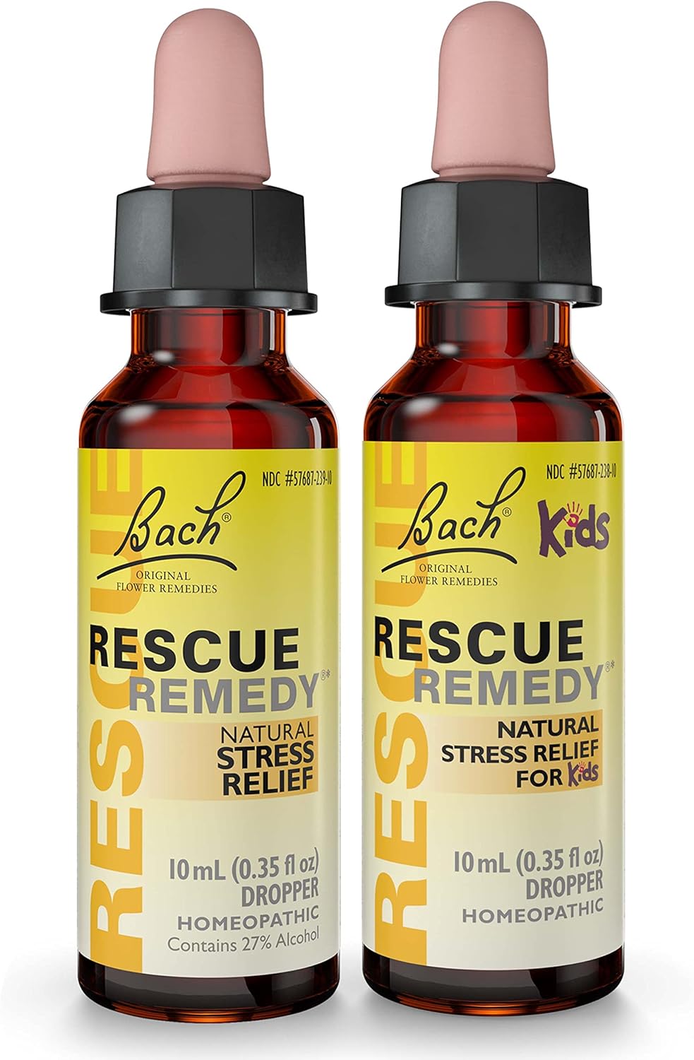 Bach RESCUE REMEDY Adult & Kids 10mL Bundle, Natural Stress