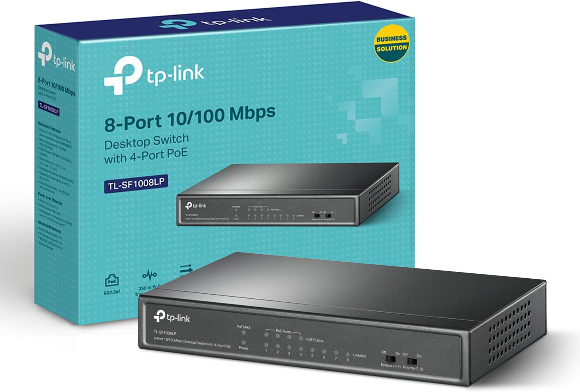 Tp-Link TL-SF1008LP PoE Switch, 41 W PoE Budget, 8-Port, 4-Port, Fanless
