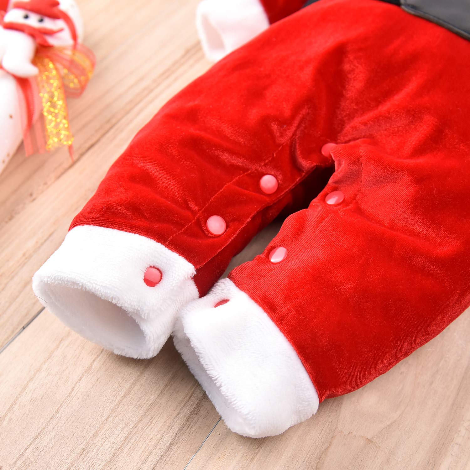 Mameluco de terciopelo para bebé recién nacido y niña con cola larga Papá Noel - rojo - 0-3 meses