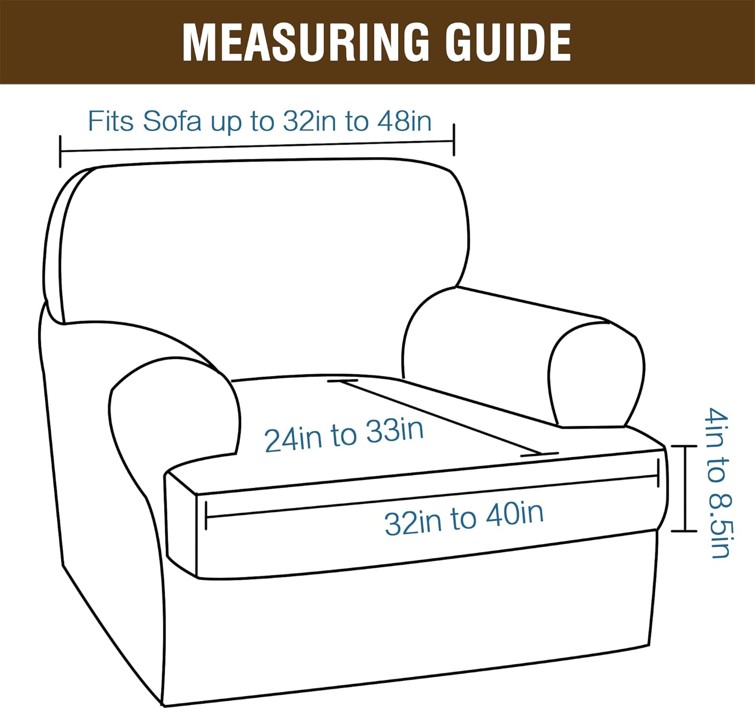 Stretch T Cushion Sofa Slipcover 2 Pieces Sofa Covers Thick Velvet Couch Cover Stretch Sofa Slip Covers Furniture Protector with 1 Individual T Cushion Washable (Stone Blue, Chair)