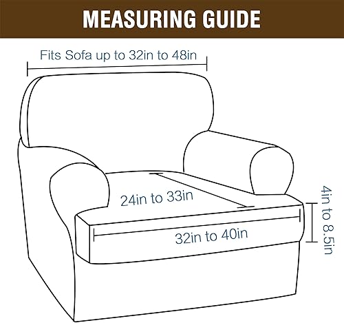 Miniatura 2 de Funda elástica para sofá con cojín en forma de T, 2 piezas, funda para sofá de terciopelo grueso, fundas elásticas para sofá, protector de muebles