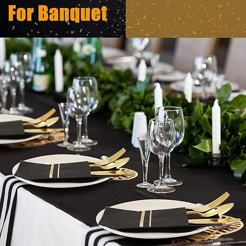 Miniatura 4 de Ireer Juego de 25 cubiertos de plástico con servilletas, juego de cubiertos de plástico para invitados, juego de cubiertos desechables con