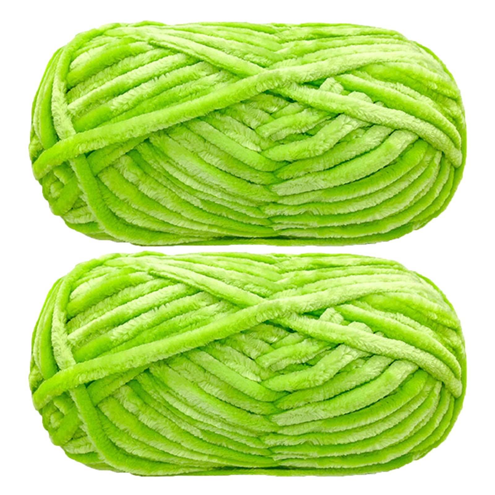 Jarsense 2pcs*100g Chenille Yarn for Crocheting Bulky Soft Velvet Yarn for Knitting, Super Bulky 100g for Crochet Weaving Craft (Green) — image 1