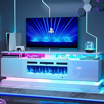70" Fireplace TV Stand, Modern Entertainment Center