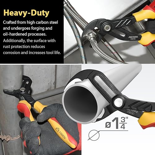 Miniatura 6 de FIRSTINFO F38110  Alicates aislados para bomba de agua con botón pulsador de 10 pulgadas  cocodrilo  Alicates de junta deslizante  Calidad de Taiwán