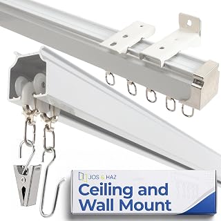Jos & Haz Ceiling Curtain Track 13.1ft, Aluminum Curtain Track Wall Mount