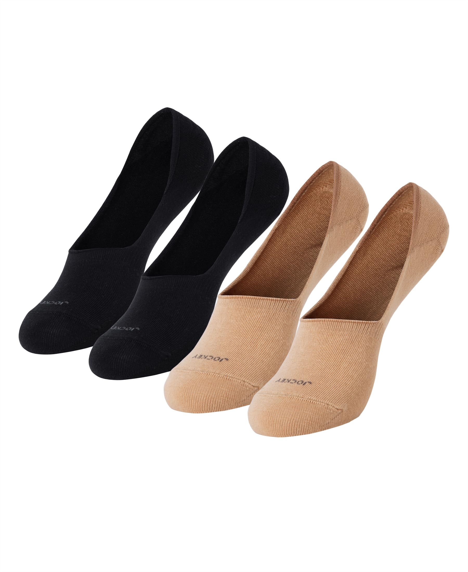 7484 Women's Microfiber and Compact Cotton Stretch No Show Socks with Stay Fresh Treatment (Pack of 2)_Black & Skin_FREE SIZE-image-29