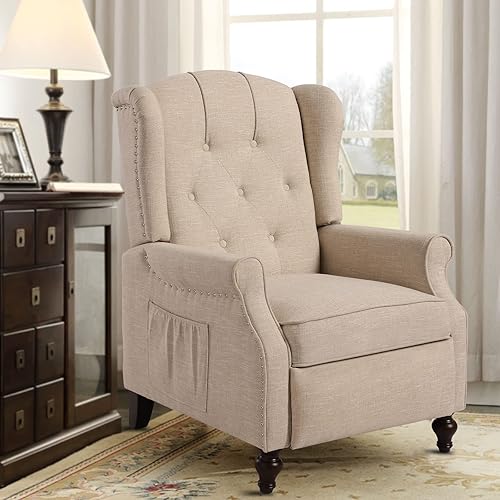 Miniatura 41 de Wingback - Silla reclinable con respaldo a presión y calor y masaje, sofá individual copetudo para el hogar, sala de estar, oficina, dormitorio