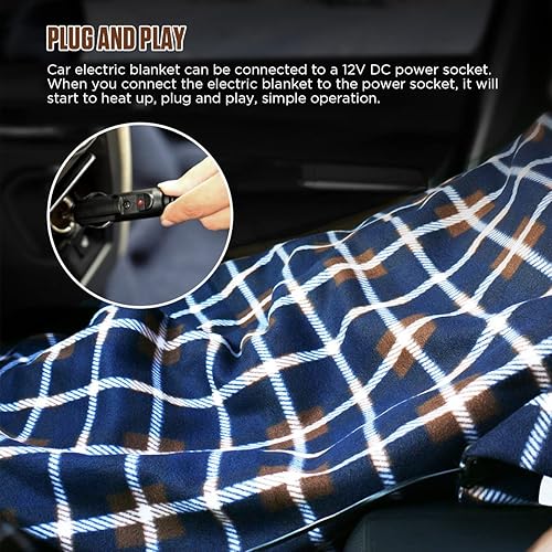 Miniatura 5 de Manta térmica para automóvil de 12 V, manta eléctrica con control de temperatura constante, manta de viaje imprescindible para viajes por carretera,