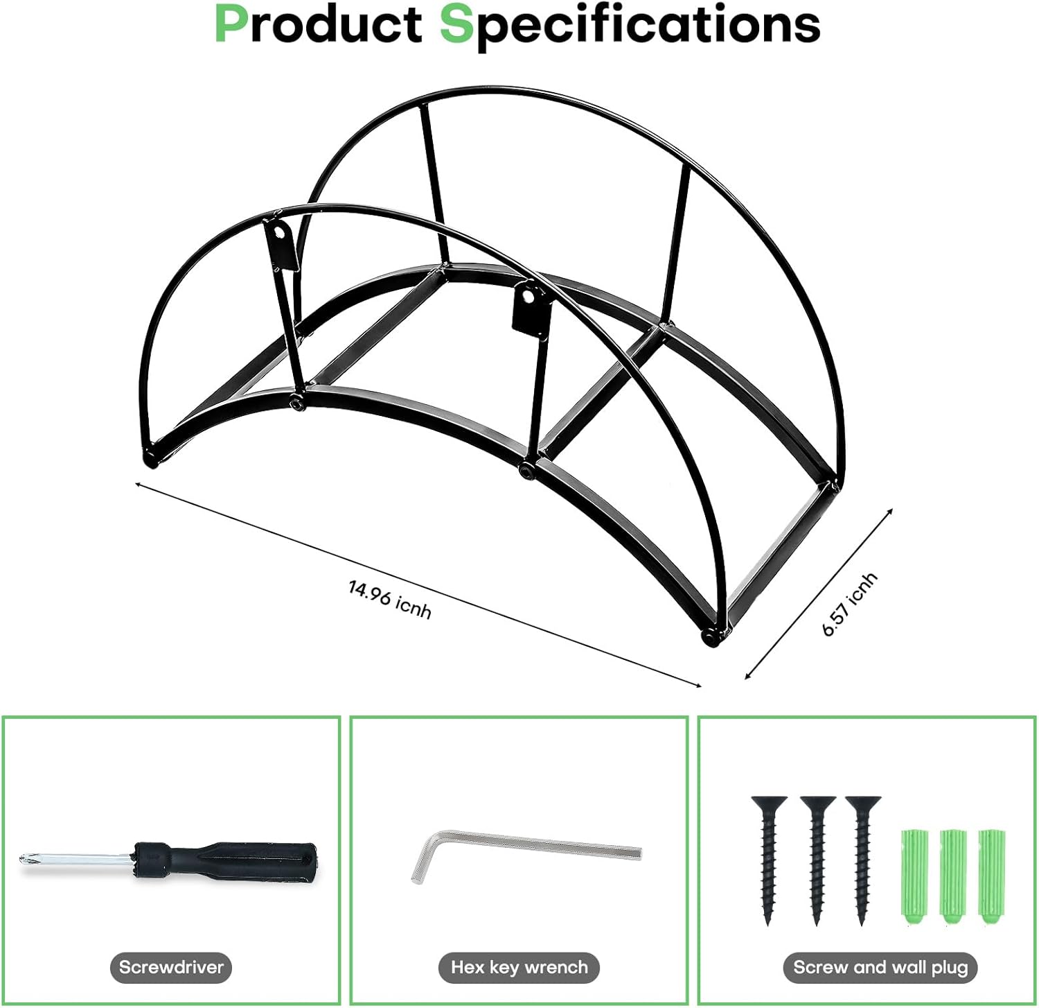 Heavy Duty Metal Garden Hose Holder Wall Mount – Outdoor Hose Hanger, Water Hose Holder, Garden Hose Rack, Beam Hose Rack, Extension Cord Holder Wall Mount (BLACK)