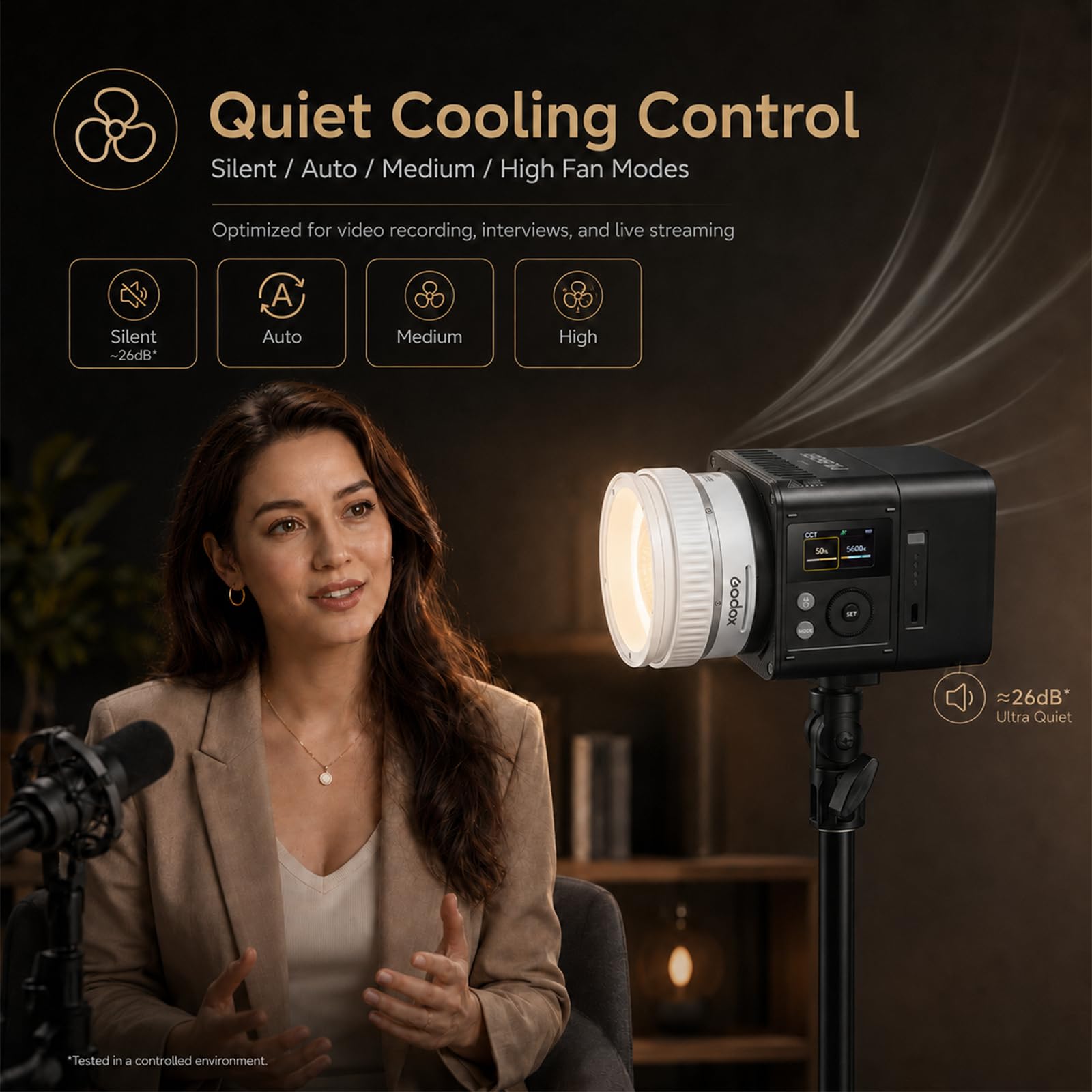 Godox ML150Bi Luce LED Video Bicolore 2800–6500K, 61.054 Lux Luce Compatta e Modulare con Lente Zoom, Controllo App e Wireless, CRI 96 TLCI 96, Alimentazione V-Mount e DC per Fotografia e Video