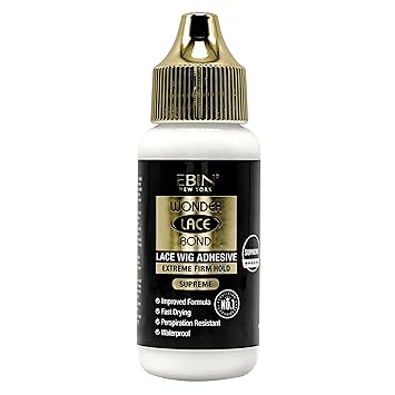 EBIN NEW YORK Wonder Lace Bond Supreme Hold Lace Wig Glue 1.15 Fl Oz Supreme، أقصى قوة، مقاوم للماء، سريع الجفاف، خالي من اللاتكس، لاصق غير مرئي طويل الأمد للاستخدام الاحترافي