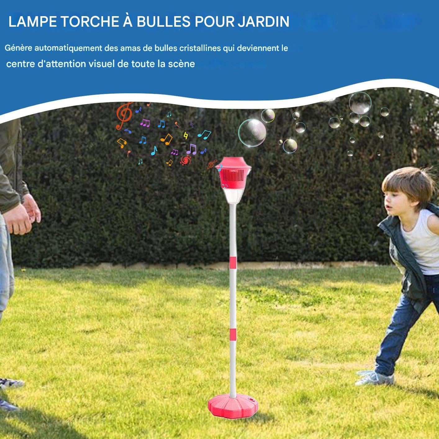 Machine à Bulles Debout Lampe Torche – Bubble Torch Garden – Bulles Automatiques Lumineuses Et Musicales Pour Jardin Et Fêtes