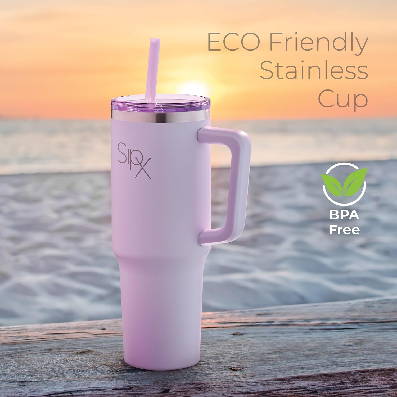 SIPX™ 40 oz Insulated Tumbler with Handle & Straw – Vacuum Insulated Stainless Steel, Leakproof, Cupholder Friendly – Perfect for Iced Coffee, Water & Travel – Purple - Image 7