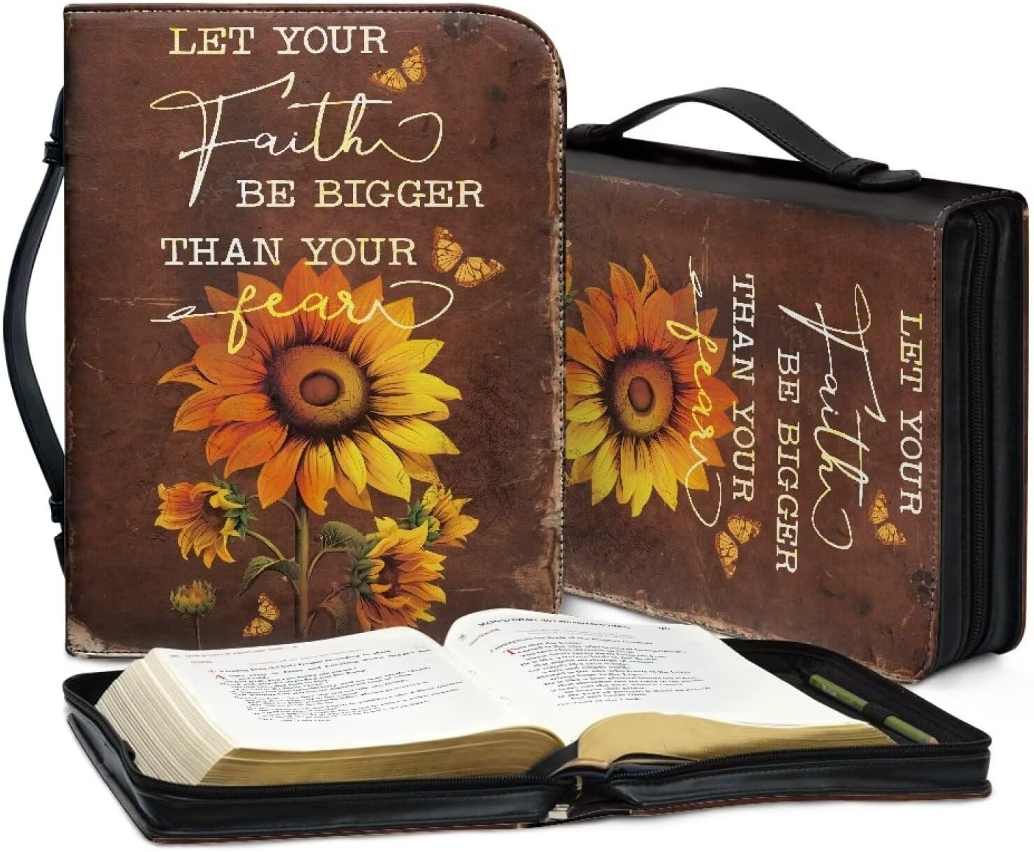 Bible Covers Bible Case for Women Waterproof Bible Bag PU Leather Men Bible Carrying Case