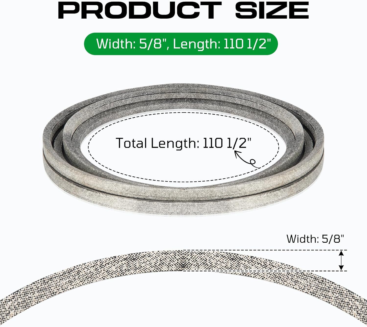 954-3068 754-3068 Lawn Mower PTO Belt for Cub Cadet 2000 2500 Series 208 2518-44 with 44 inch, 301 2518-48 with 48 inch, Aramid Cord V Belt Replacement, 5/8" x 110.5"