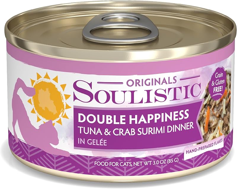 Ração úmida para gatos Soulistic Double Happiness com atum e surimi de caranguejo em gelée, 85 g, pacote com 12