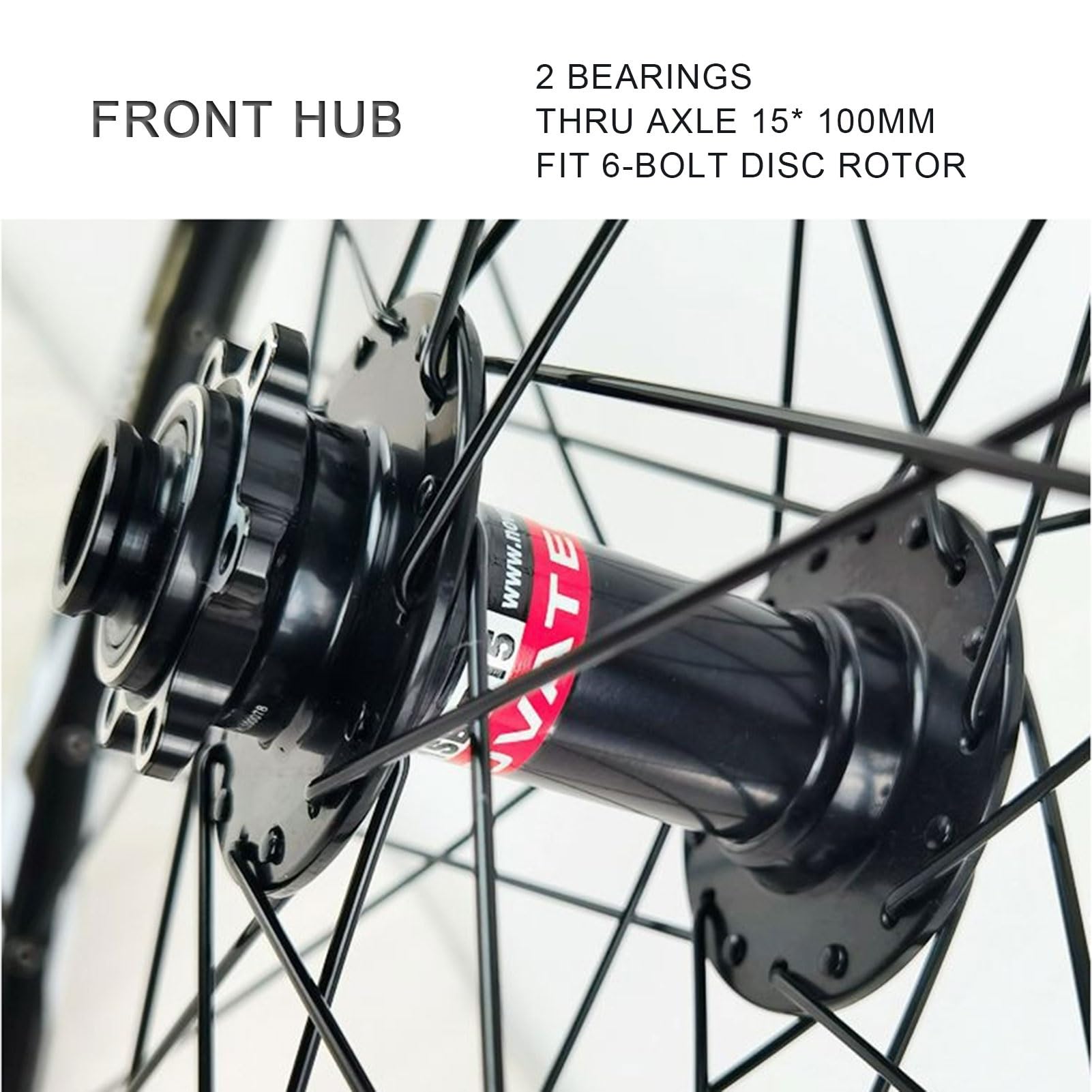 Ruote per Mountain Bike in Lega di Alluminio con Freni a Disco, 32 Fori, Perno Passante, 4 Cuscinetti sigillati, Cerchio a sgancio rapido, Pneumatici da 26, 27,5 e 29 Pollici x 25-35.